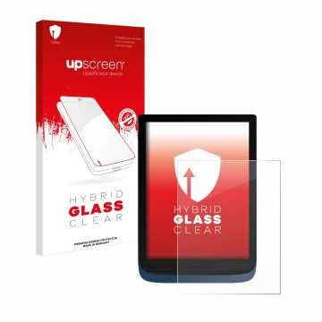 Face avant d’un emballage produit avec le logo de la marque upscreen. À côté, l’appareil Vivlio InkPad 3 est représenté avec l