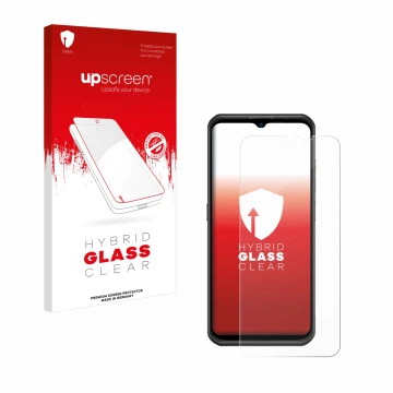Face avant d’un emballage produit avec le logo de la marque upscreen. À côté, l’appareil Ulefone Armor 17 Pro est représenté a