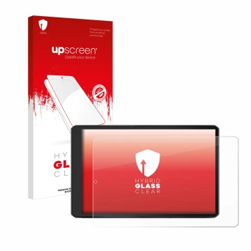 Face avant d’un emballage produit avec le logo de la marque upscreen. À côté, l’appareil Garmin Camper 1095 est représenté ave