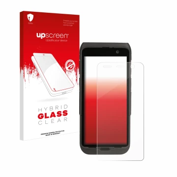 Face avant d’un emballage produit avec le logo de la marque upscreen. À côté, l’appareil Honeywell CT47 est représenté avec la