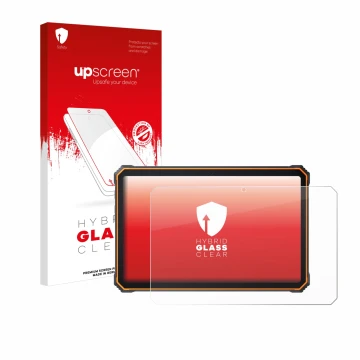 Face avant d’un emballage produit avec le logo de la marque upscreen. À côté, l’appareil Blackview Active 8 Pro 10.36