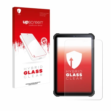 Face avant d’un emballage produit avec le logo de la marque upscreen. À côté, l’appareil Oukitel RT3 est représenté avec la pr