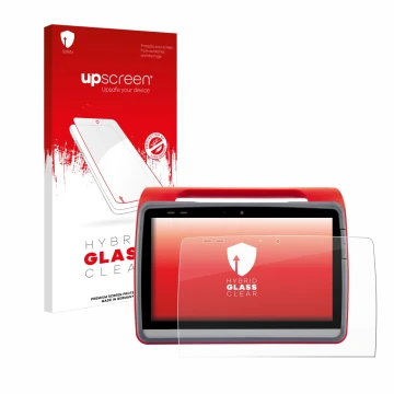 Face avant d’un emballage produit avec le logo de la marque upscreen. À côté, l’appareil medDV NIDApad est représenté avec la 