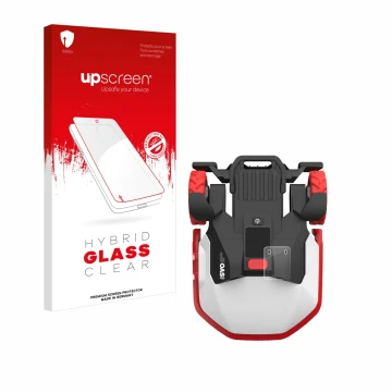 Face avant d’un emballage produit avec le logo de la marque upscreen. À côté, l’appareil Kress Mission Mega 3000 KR133E est re