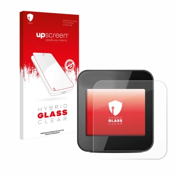 Face avant d’un emballage produit avec le logo de la marque upscreen. À côté, l’appareil Cycplus GPS G1 est représenté avec la