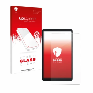 Face avant d’un emballage produit avec le logo de la marque upscreen. À côté, l’appareil Blackview Tab 60 8.68
