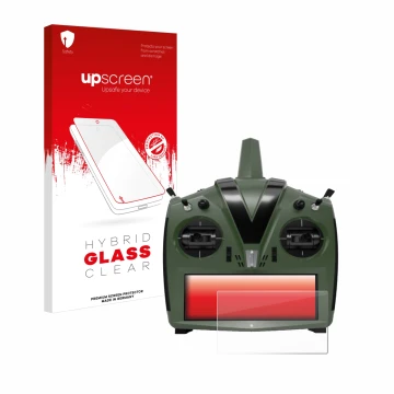 Face avant d’un emballage produit avec le logo de la marque upscreen. À côté, l’appareil VBar Control Evo est représenté avec 