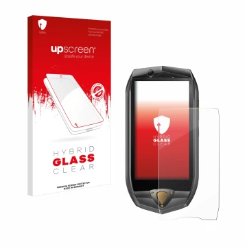 Face avant d’un emballage produit avec le logo de la marque upscreen. À côté, l’appareil Oukitel K16 est représenté avec la pr