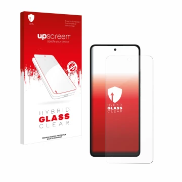 Face avant d’un emballage produit avec le logo de la marque upscreen. À côté, l’appareil TCL 40 NXTPAPER est représenté avec l