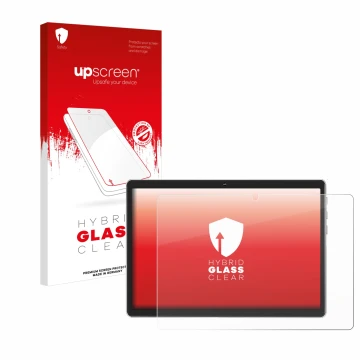 Face avant d’un emballage produit avec le logo de la marque upscreen. À côté, l’appareil Facetel Q6 est représenté avec la pro