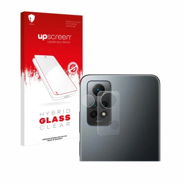Face avant d’un emballage produit avec le logo de la marque upscreen. À côté, l’appareil Xiaomi Redmi Note 12 Pro 4G (Caméra U