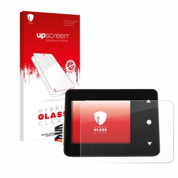 Face avant d’un emballage produit avec le logo de la marque upscreen. À côté, l’appareil Spektrum Smart Technology XBC100 est 