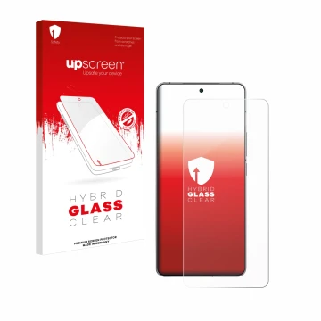 Face avant d’un emballage produit avec le logo de la marque upscreen. À côté, l’appareil Vivo iQOO 12 est représenté avec la p