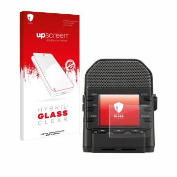 Face avant d’un emballage produit avec le logo de la marque upscreen. À côté, l’appareil Zoom Q2n-4K est représenté avec la pr