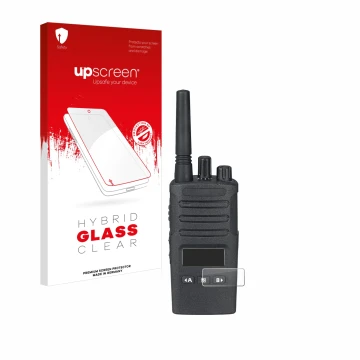 Face avant d’un emballage produit avec le logo de la marque upscreen. À côté, l’appareil Motorola XT460 est représenté avec la