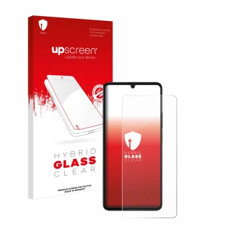Face avant d’un emballage produit avec le logo de la marque upscreen. À côté, l’appareil Xiaomi Poco X6 Pro est représenté ave