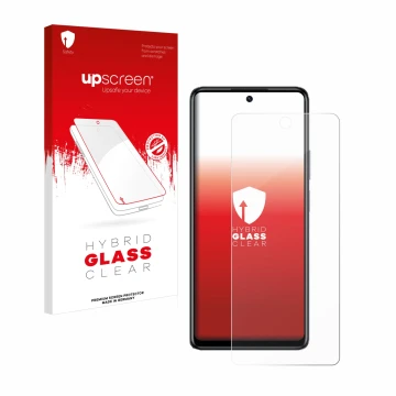 Face avant d’un emballage produit avec le logo de la marque upscreen. À côté, l’appareil Infinix Hot 40 Pro est représenté ave