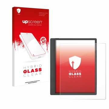 Face avant d’un emballage produit avec le logo de la marque upscreen. À côté, l’appareil Boox Tab Ultra C Pro est représenté a
