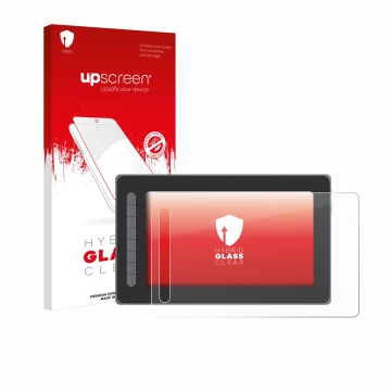 Face avant d’un emballage produit avec le logo de la marque upscreen. À côté, l’appareil XP-Pen Artist 12 (2e Gen.) est représ