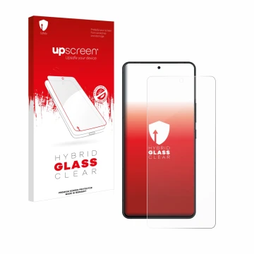 Face avant d’un emballage produit avec le logo de la marque upscreen. À côté, l’appareil ASUS ROG Phone 8 est représenté avec 