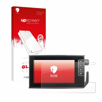 Face avant d’un emballage produit avec le logo de la marque upscreen. À côté, l’appareil Valtra SmartTouch Terminal est représ