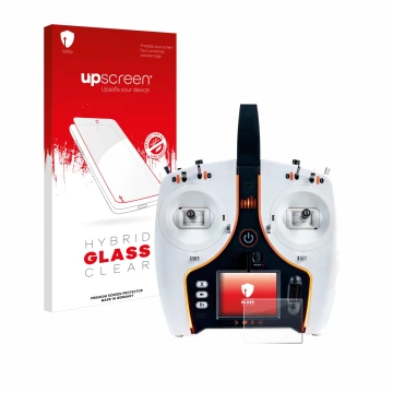 Face avant d’un emballage produit avec le logo de la marque upscreen. À côté, l’appareil Spektrum NX7e est représenté avec la 