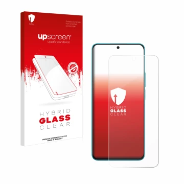 Face avant d’un emballage produit avec le logo de la marque upscreen. À côté, l’appareil Honor X8A est représenté avec la prot