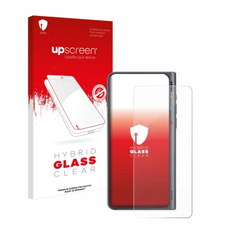 Face avant d’un emballage produit avec le logo de la marque upscreen. À côté, l’appareil Timekettle Fluentalk T1 est représent