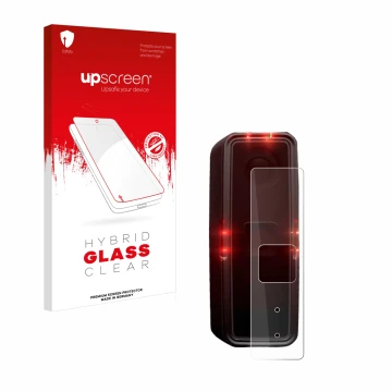 Face avant d’un emballage produit avec le logo de la marque upscreen. À côté, l’appareil Alps Alpine Ride Safety RS 1000 est r