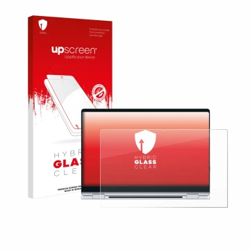 Face avant d’un emballage produit avec le logo de la marque upscreen. À côté, l’appareil Samsung Galaxy Book4 360 15.6