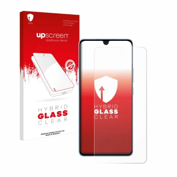 Face avant d’un emballage produit avec le logo de la marque upscreen. À côté, l’appareil Vivo iQOO Neo 9 Pro est représenté av