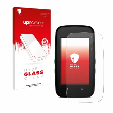 Face avant d’un emballage produit avec le logo de la marque upscreen. À côté, l’appareil CompeGPS TwoNav Cross Plus est représ