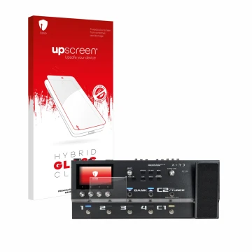 Face avant d’un emballage produit avec le logo de la marque upscreen. À côté, l’appareil Boss GX-100 est représenté avec la pr