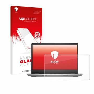 Face avant d’un emballage produit avec le logo de la marque upscreen. À côté, l’appareil Dell Precision 7780 est représenté av