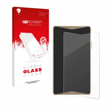 Face avant d’un emballage produit avec le logo de la marque upscreen. À côté, l’appareil ELLIPAL Titan 2.0 Cold Wallet est rep