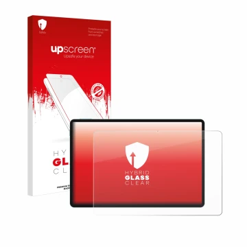 Face avant d’un emballage produit avec le logo de la marque upscreen. À côté, l’appareil Teclast P50 est représenté avec la pr