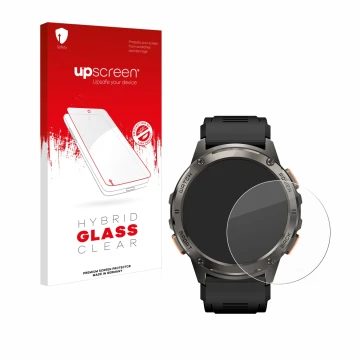 Face avant d’un emballage produit avec le logo de la marque upscreen. À côté, l’appareil Kospet Tank T3 est représenté avec la