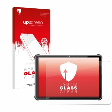 Face avant d’un emballage produit avec le logo de la marque upscreen. À côté, l’appareil Oukitel RT6 est représenté avec la pr