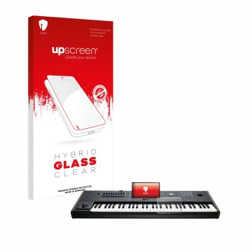 Face avant d’un emballage produit avec le logo de la marque upscreen. À côté, l’appareil KORG Pa5X est représenté avec la prot
