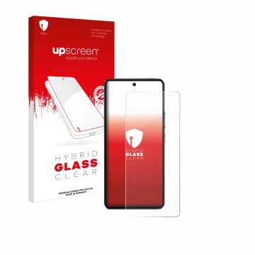 Face avant d’un emballage produit avec le logo de la marque upscreen. À côté, l’appareil Vivo V40 SE est représenté avec la pr