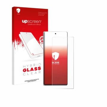 Face avant d’un emballage produit avec le logo de la marque upscreen. À côté, l’appareil Vivo X Fold3 est représenté avec la p