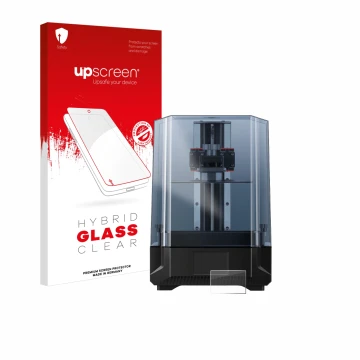 Face avant d’un emballage produit avec le logo de la marque upscreen. À côté, l’appareil Anycubic Photon Mono X 6Ks est représ