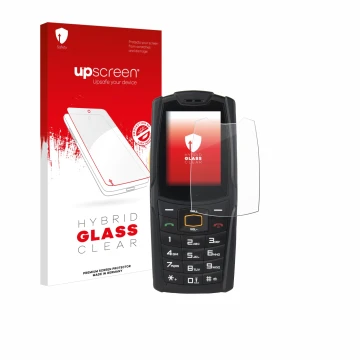 Face avant d’un emballage produit avec le logo de la marque upscreen. À côté, l’appareil AGM M6 est représenté avec la protect