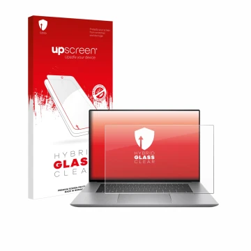 Face avant d’un emballage produit avec le logo de la marque upscreen. À côté, l’appareil HP Zbook Studio 16 G10 est représenté