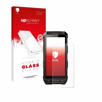 Face avant d’un emballage produit avec le logo de la marque upscreen. À côté, l’appareil iDTronic C9 RED est représenté avec l