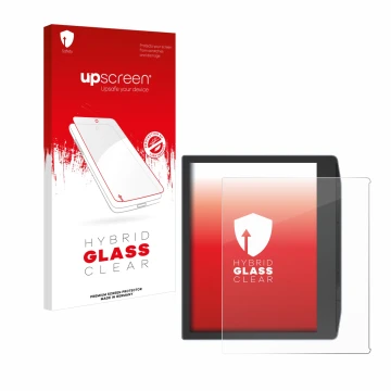 Face avant d’un emballage produit avec le logo de la marque upscreen. À côté, l’appareil PocketBook Era Color est représenté a
