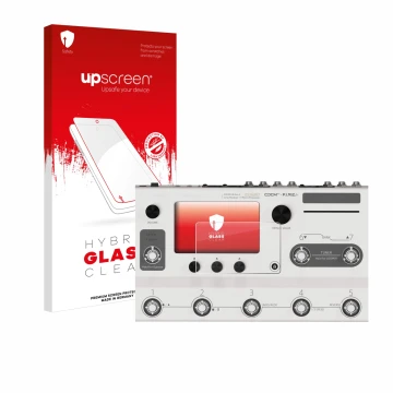 Face avant d’un emballage produit avec le logo de la marque upscreen. À côté, l’appareil Hotone Ampero II Stage est représenté
