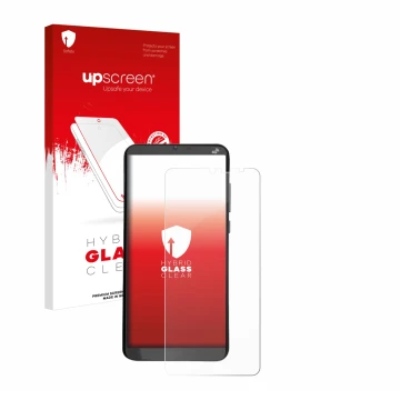Face avant d’un emballage produit avec le logo de la marque upscreen. À côté, l’appareil Brondi Amico XL est représenté avec l