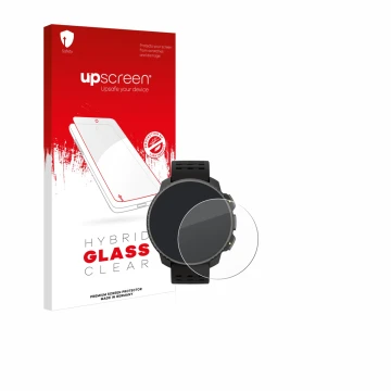Face avant d’un emballage produit avec le logo de la marque upscreen. À côté, l’appareil Suunto Vertical Solar est représenté 
