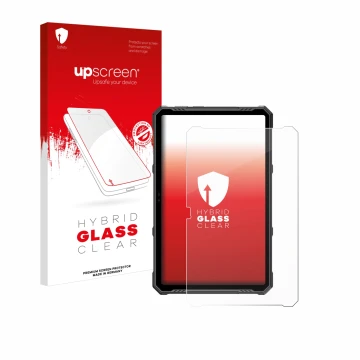 Face avant d’un emballage produit avec le logo de la marque upscreen. À côté, l’appareil Ulefone Armor Pad 3 Pro est représent